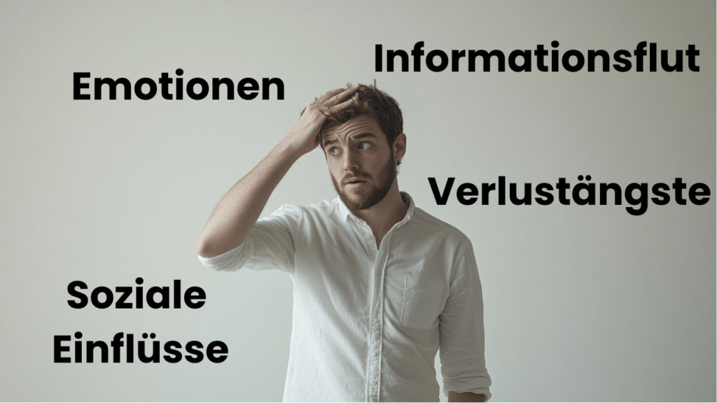 Grafische Darstellung der Faktoren, die beim schwierige Entscheidung treffen das Denken beeinflussen.
