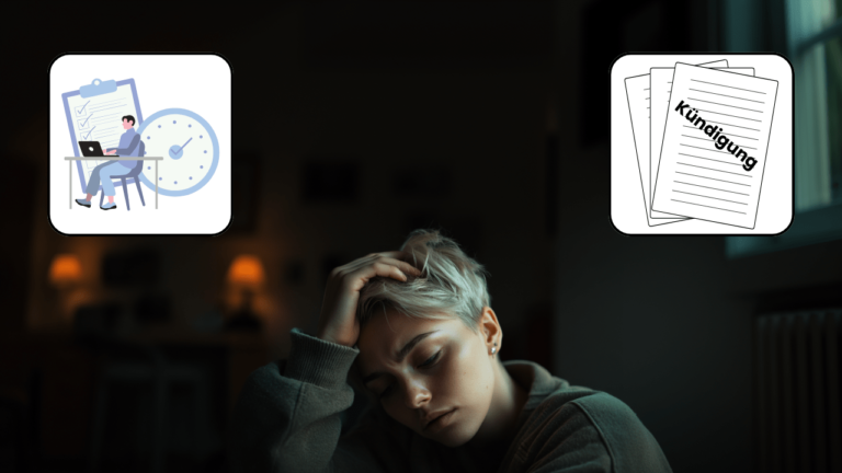 Person überlegt ob sie kündigen soll oder nicht – symbolisiert die schwierige Entscheidung zu kündigen oder zu bleiben